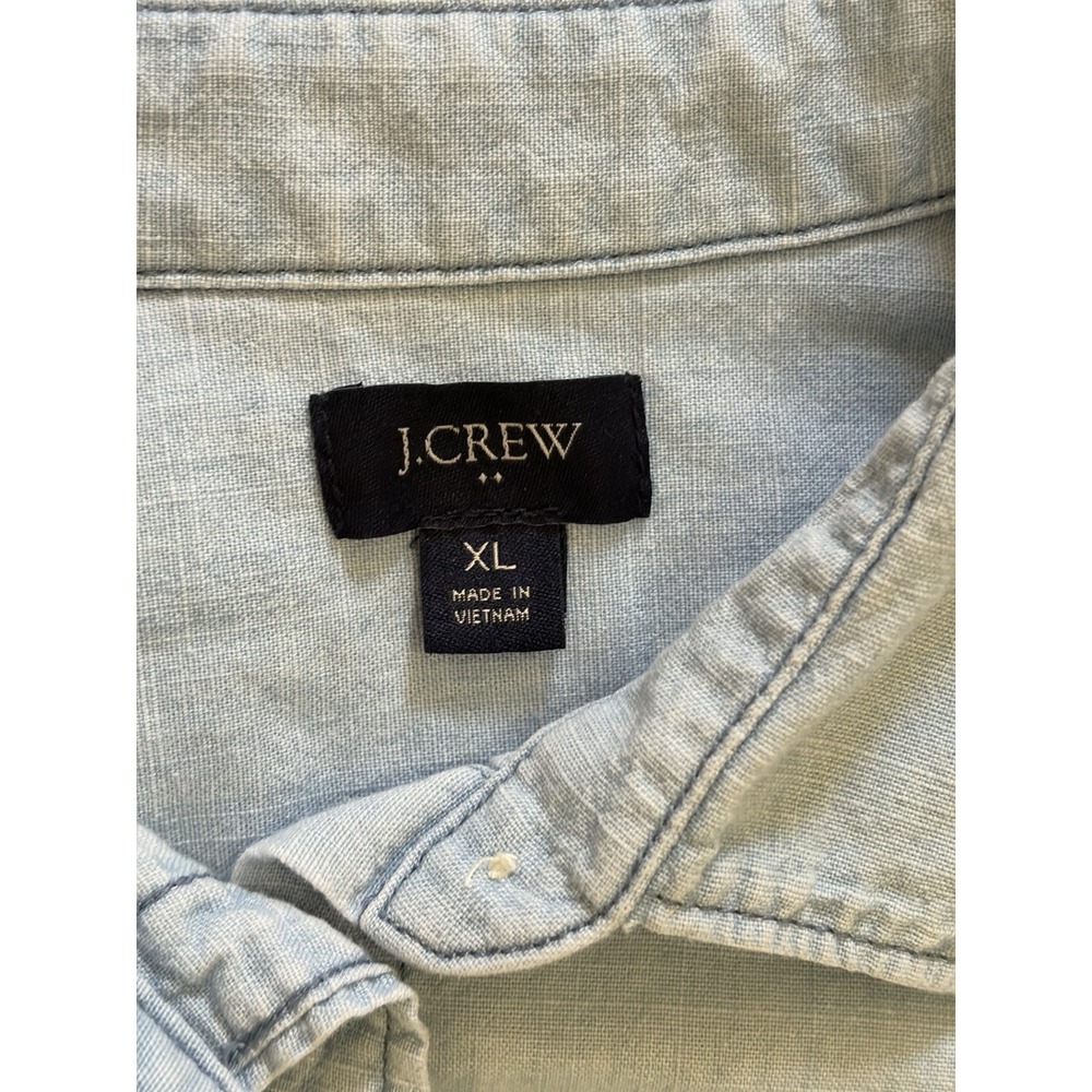 Women's J Crew Shirt Top Chambray Blue Denim XL Casual Business Prison Work - Picture 3 of 10